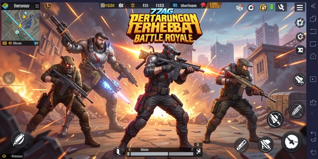 Screenshot gameplay Battle Royale yang menegangkan di 77AG.
