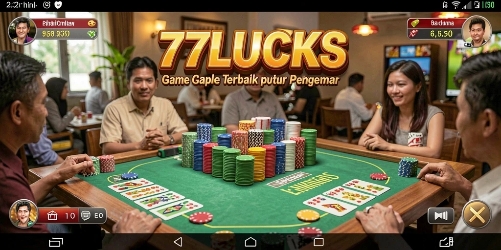 Tampilan gameplay seru dalam permainan Gaple 77LUCKS.
