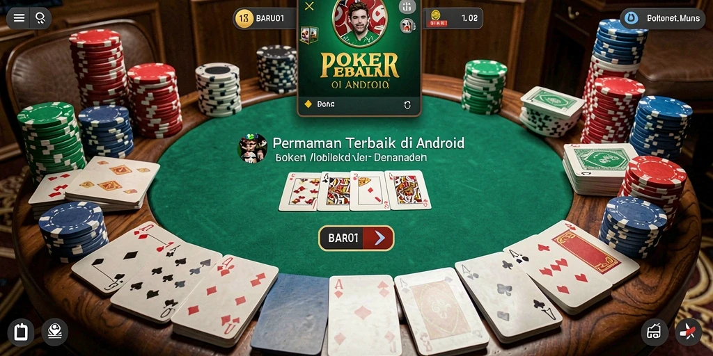 Screenshot gameplay BARU01 yang menampilkan suasana permainan Poker yang seru.