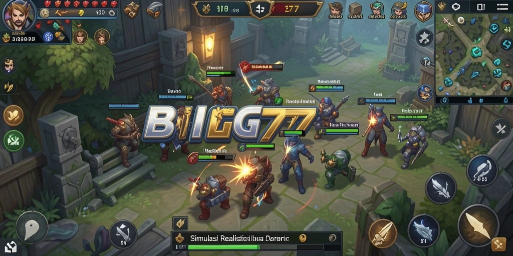 Tangkapan layar gameplay BIG77 menampilkan interaksi seru antar karakter.