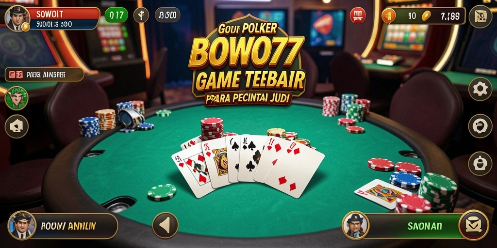 Tampilan gameplay seru di BOWO77 dengan aksi poker menegangkan.