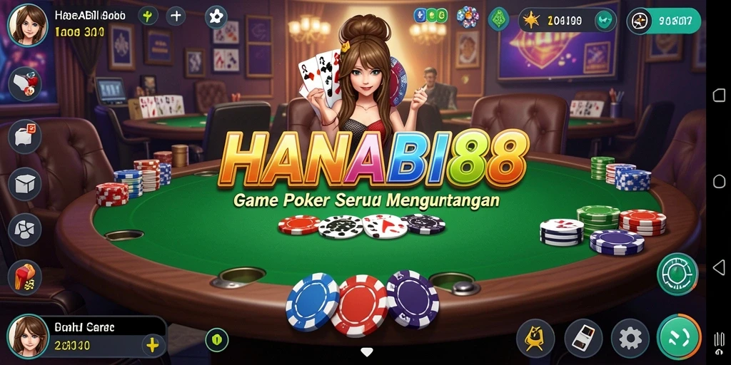 Tampilan menarik dari gameplay Poker di HANABI88.
