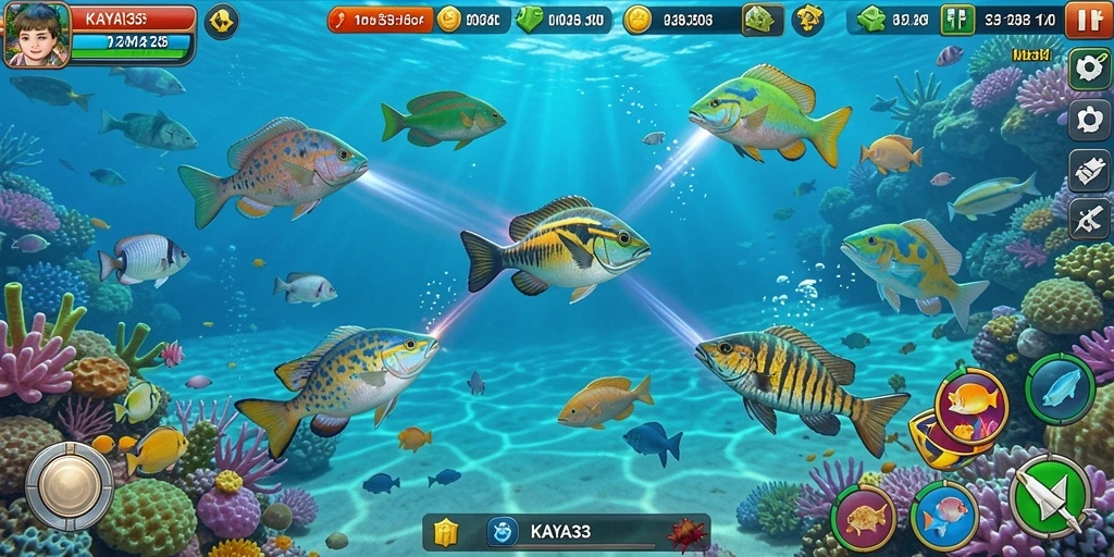 Tampilan gameplay KAYA33 yang menarik saat menembak ikan.
