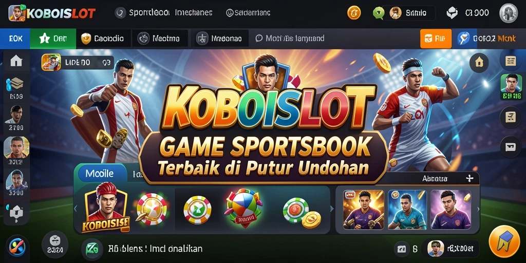 Tampilan gameplay KOBOISLOT dengan fitur Sportsbook yang menarik.