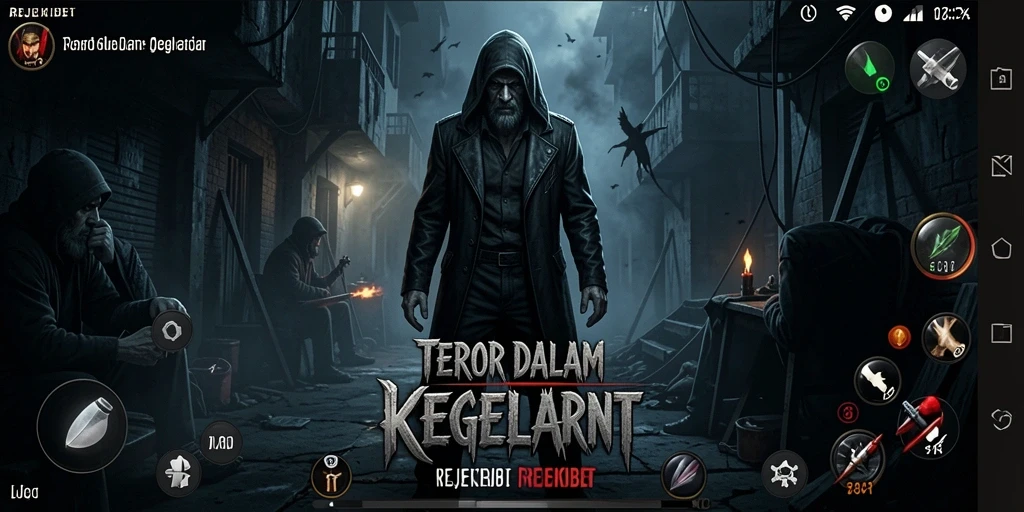 Screenshot gameplay REJEKIBET yang menampilkan suasana mencekam dan aksi menyeramkan.