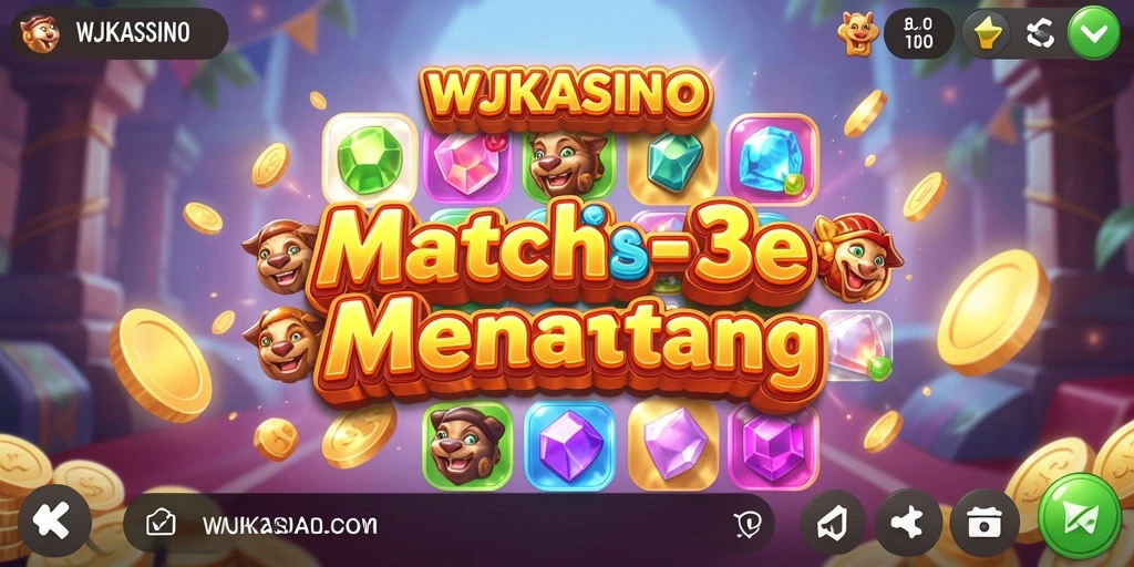 Tampilan gameplay seru dari WJKASINO dengan elemen Match-3.